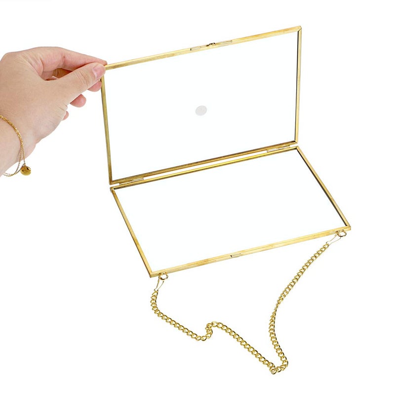 JUXYES Picture Frame, Set of 2 Brass Floater Frame, Golden Glass, 5 x 7 inches, Modern Art Design, Wall Hanging - Image 5